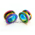 Newest 2014 Sandblasted PVD Rainbow Flesh Tunnel Plug Expander